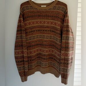 L.L. Bean Vintage Cotton Fair Isle Sweater L